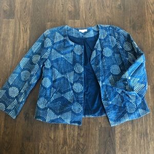 Eileen Fisher indigo patterned jacket!